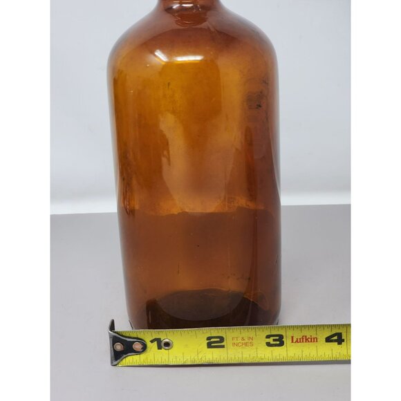 Vintage Amber Glass Bottle Apothecary Style‎ Round Shape Durable Display - Picture 8 of 9